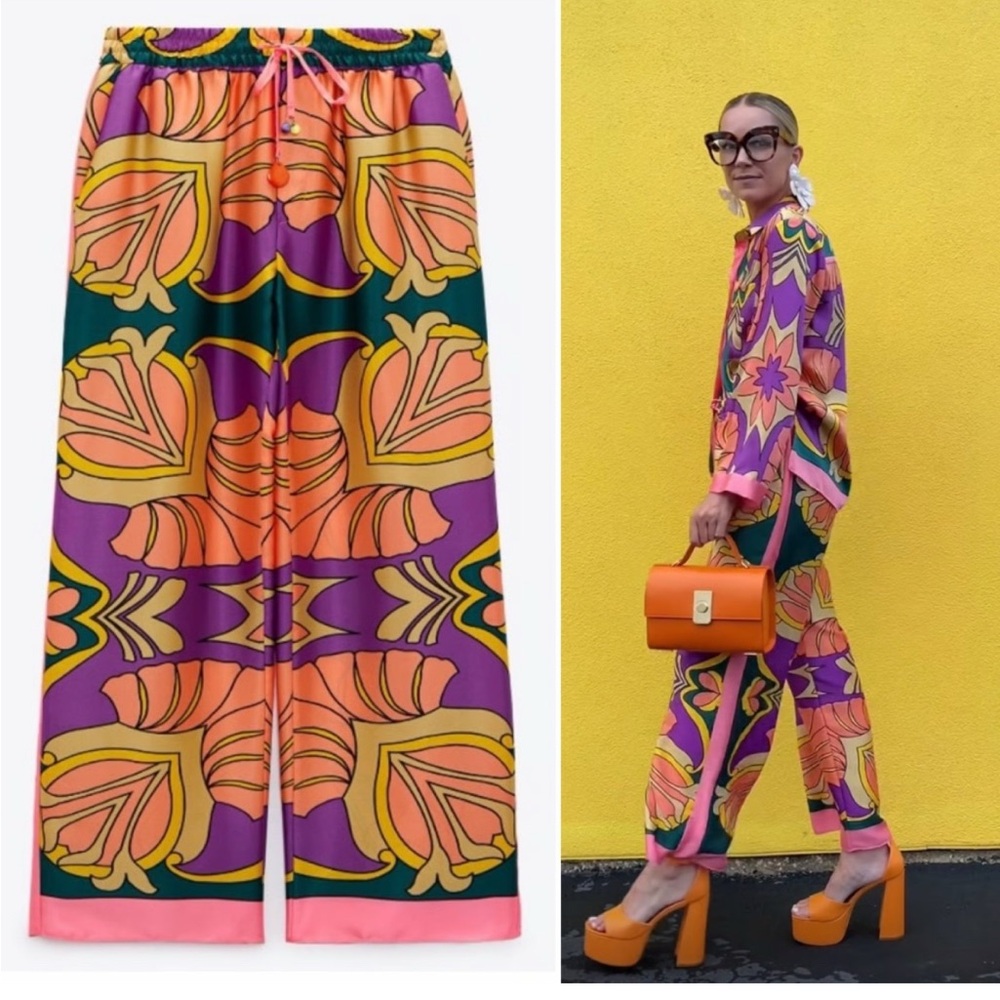 Vibrant Multicolor Patterned Women's Pants - image 1